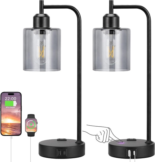 Industrial Touch Bedroom Lamps Set 2-3-Way Dimmable