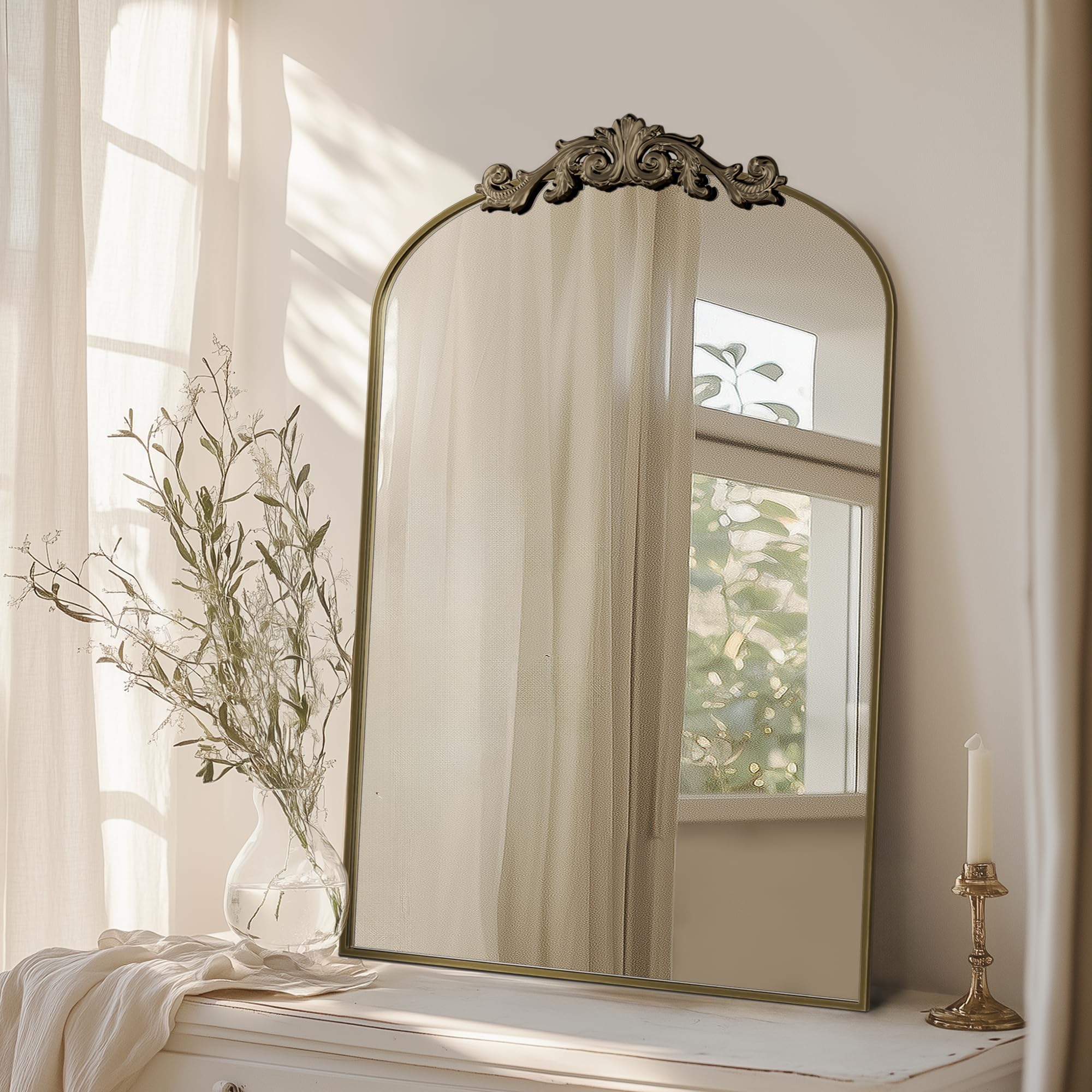 Arched French-style Wall Mirror 22x30"