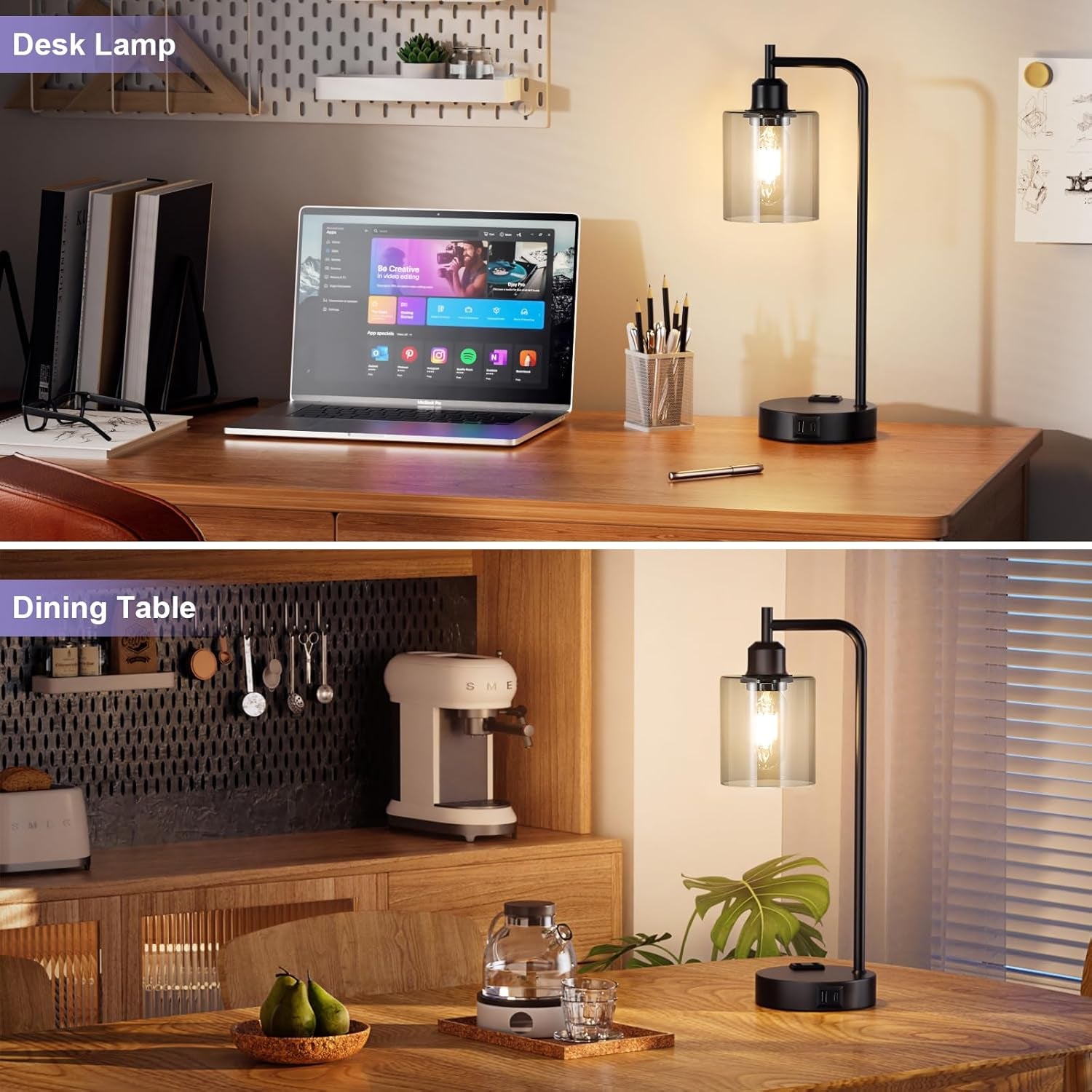 Industrial Touch Bedroom Lamps Set 2-3-Way Dimmable