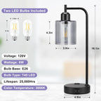 Industrial Touch Bedroom Lamps Set 2-3-Way Dimmable